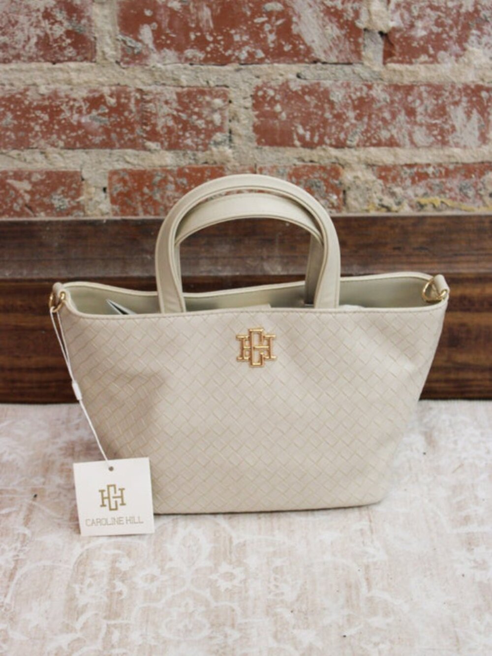 Caroline Hill Almond Woven Maren Mini Tote